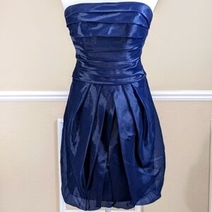 Draped Bodice Ruched Strapless Cocktail Dress in Rich Navy by White by Vera Wang